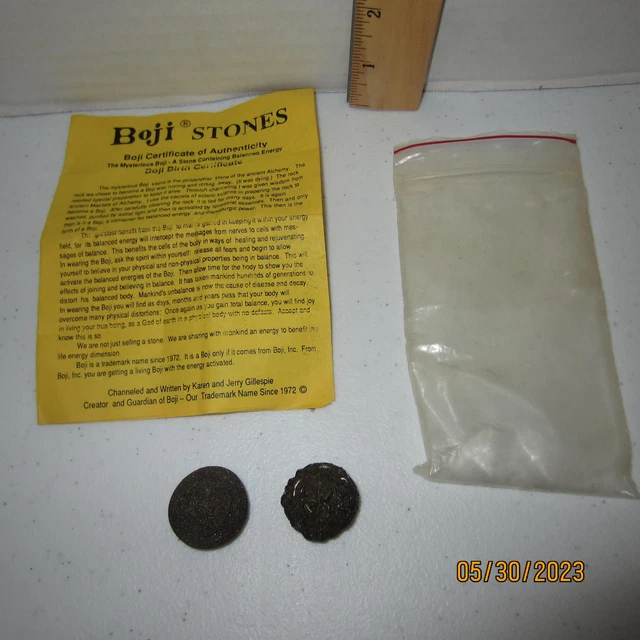 Vintage Authentic Pair of Boji Stones Embossed COA Male Female Original
