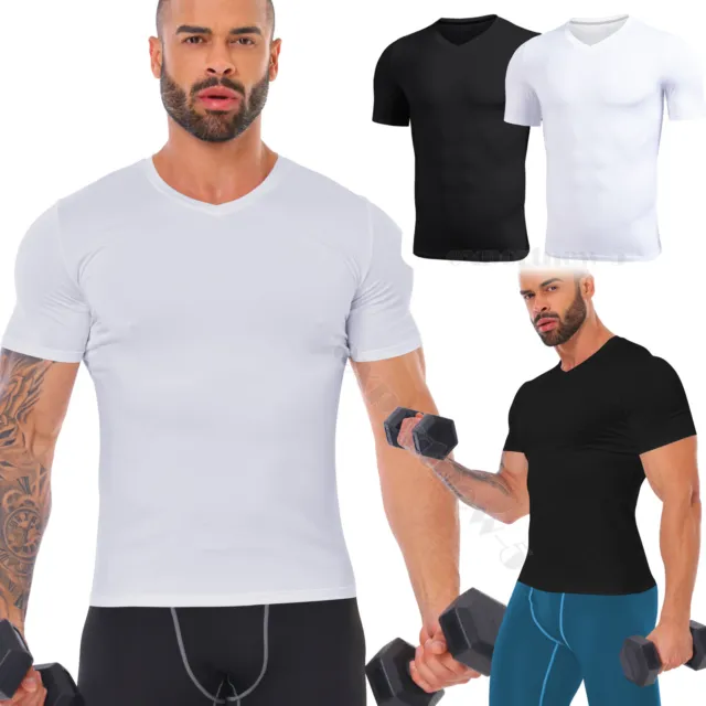 Men's Compression Shirt Base Layer Sports Top Short Sleeve Gym Quick Dry T-Shirt