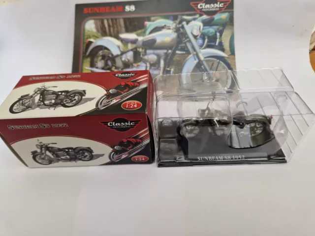 1/24 Atlas Ixo Classique Moteur Vélos - 1952 Sunbeam S8 Vélo Moto + Dépliant