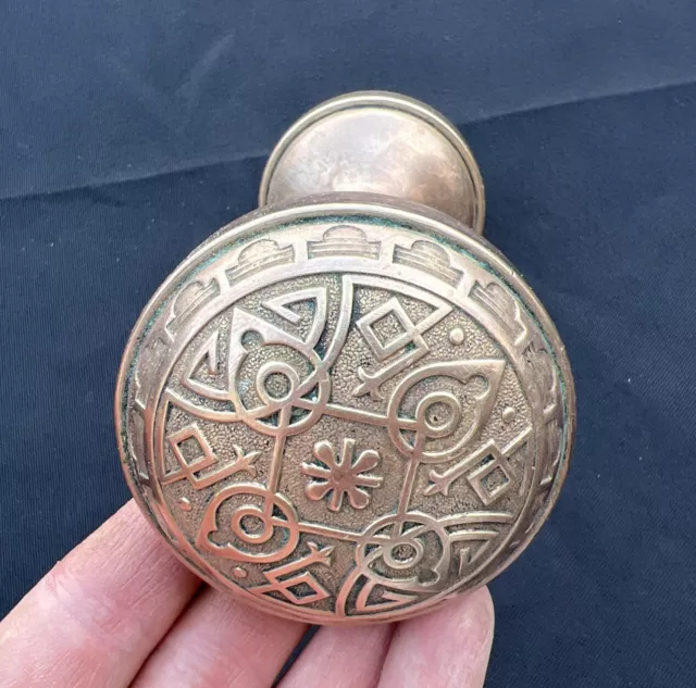 Antique Solid Brass Larger Door Knob 1900’s Art Noveau Set of 2