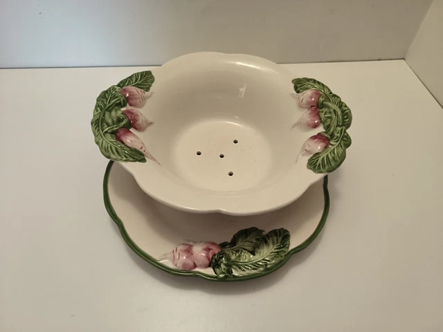 Assiette de service plateau ancien Barbotin Chou faïence