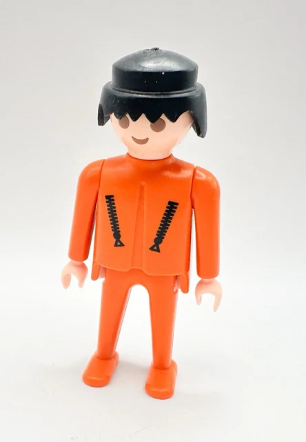 PLAYMOBIL FIGURE MAN Orange Clothes, Zippered Shirt Pockets 3788