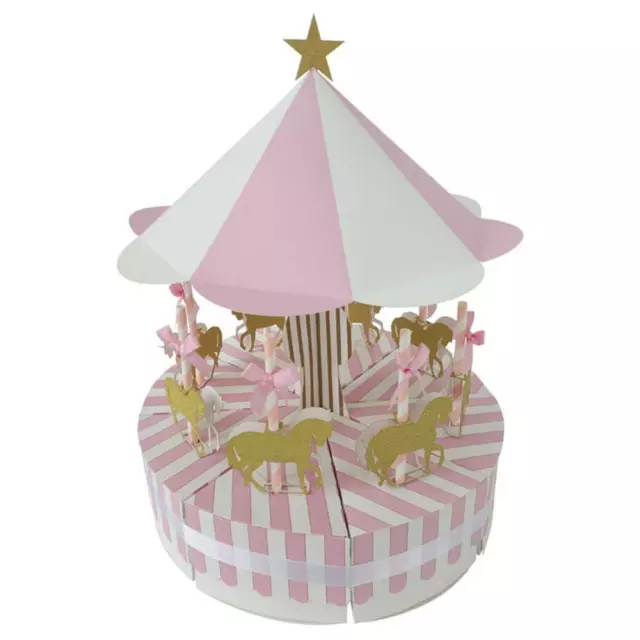 Romántico Carrusel Caja de Caramelos Boda Cumpleaños Fiesta Invitado Regalo Decoración (Rosa)