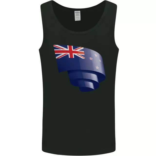 Curled New Zealand Flag Zealander Kiwi Day Mens Vest Tank Top