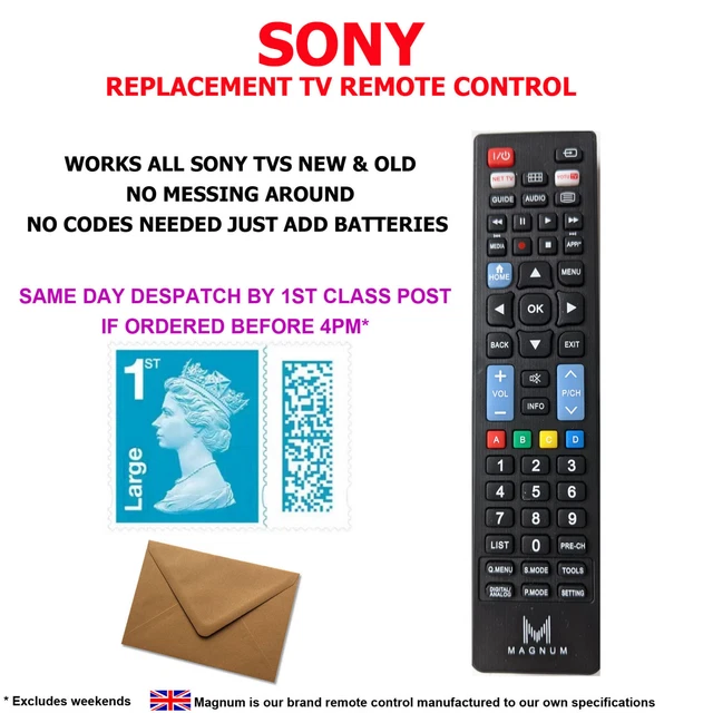 GENUINE SONY REPLACEMENT TV REMOTE THAT WORKS ALL SONY TVs 1st CLASS POSTAGE £6.99 PicClick UK