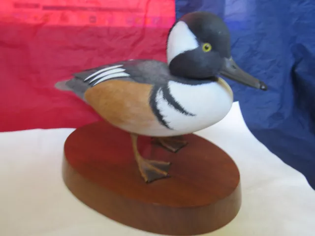 Fine Vintage 1981 Carved And Hand Painted Wood Harlequin Duck By Tom Ahern