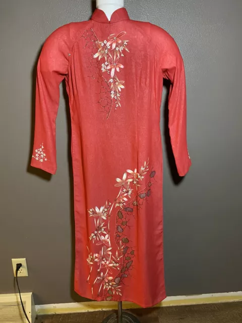 Vtg Custom Red Chinese Asian Qipao Cheongsam Traditional Dress Evening Cocktail