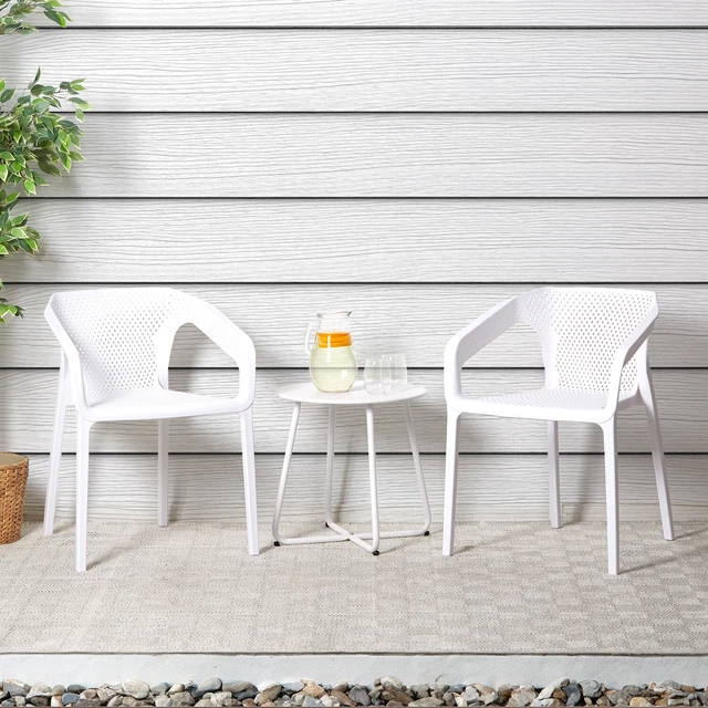 Lot De 2 Chaises De Jardin Blanches Homestyle4u – Fauteuil Terrasse Plastique Moderne