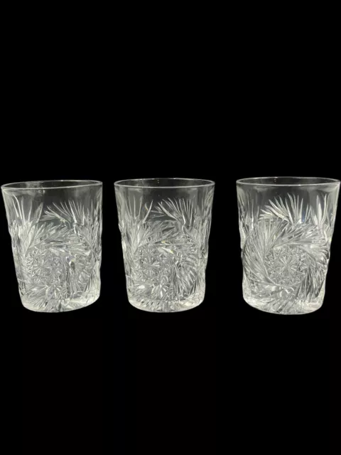 Antique ABP Cut Crystal Lowball Glasses Set of 3