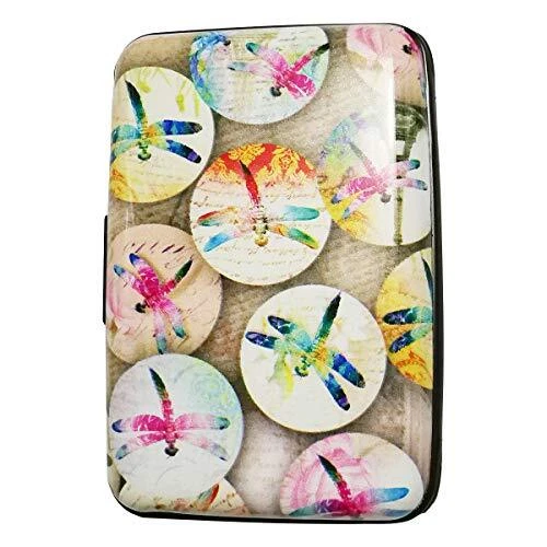 Credit Card Holder Aluminum Wallet RFID Blocking Metal Slim Hard Case (Dragonfly