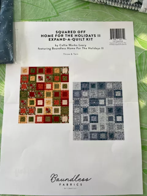 Kit de edredón Craftsy Square Off Home for the Holidays 51"" x 60"" azul/plata NUEVO