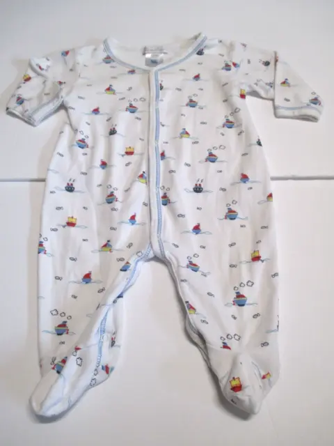 Infant Boys Kissy Kissy Pima Cotton Red Blue Tugboat Footie Outfit Size 3 Months