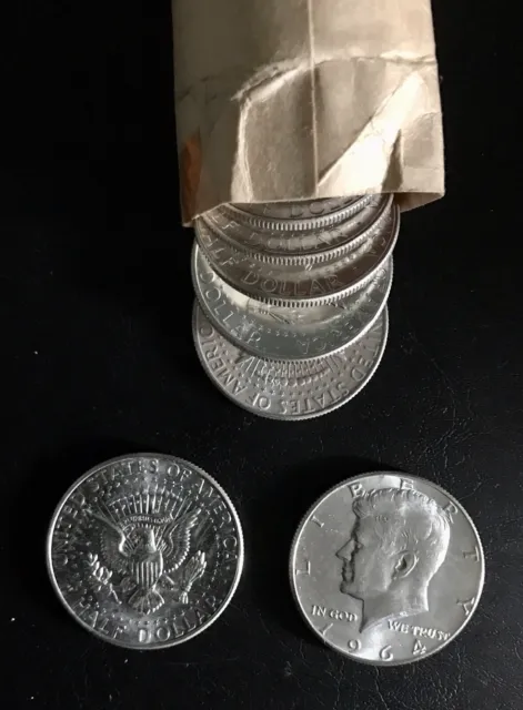 KENNEDY HALF DOLLAR UNCIRCULATED ROLL 20 Coins - SILVER 1964 Free Shipping
