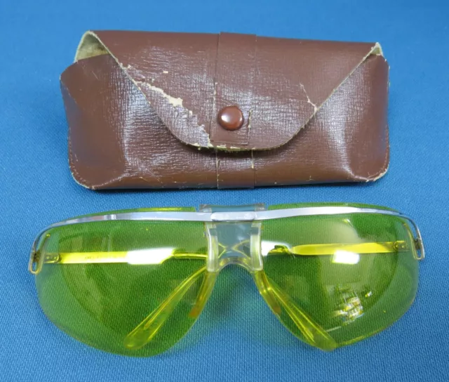 Vintage 1960s BARUFFALDI Yellow Designer Sports Glasses - Italy - Original Case