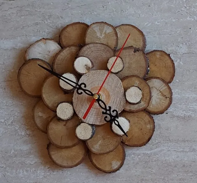 Wooden Wall Clock Kitchen Study Lounge Bedroom Reclaimed Chestnut Branch Slices