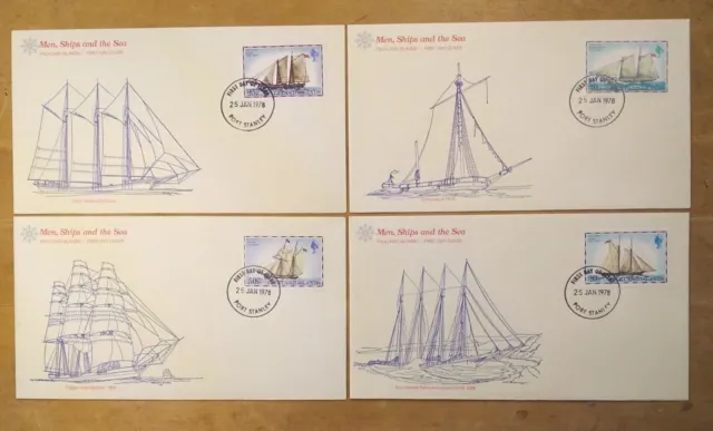 Falkland Island Fleetwood First Day Covers Men, Ships & Seas Series Jan 25, 1978