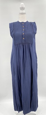 Sea New York Maxi Dress Sz 0 XS Navy Blue Boho Sleeveless Oversized Pockets