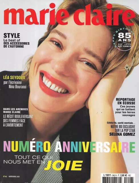 MARIE CLAIRE n°842 nov. 2022  Numéro anniversaire: 85 ans/ Léa Seydoux/ Ecosse