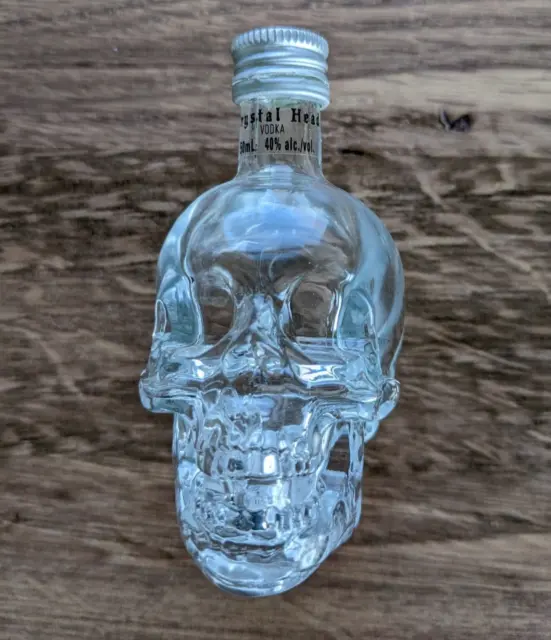 Crystal Head Vodka Skull, Dan Aykroyd's, Clear EMPTY Mini Glass Bottle 50ml