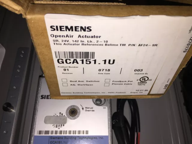 Actionneur en plein air amortisseur électrique retour ressort Siemens GCA151.1U 2