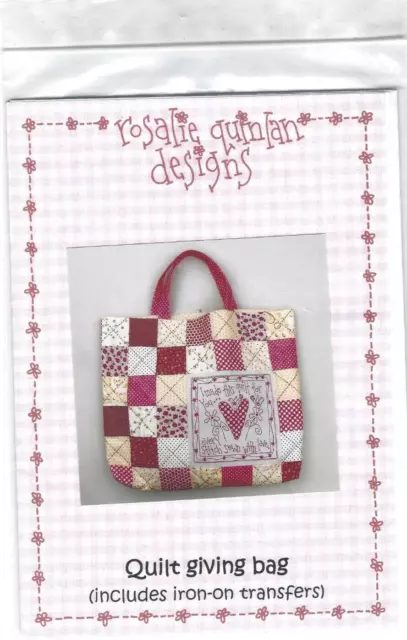 Rosalie Quinlan Sewing Pattern, Quilt Giving Bag, Includes Iron on Transfer, New