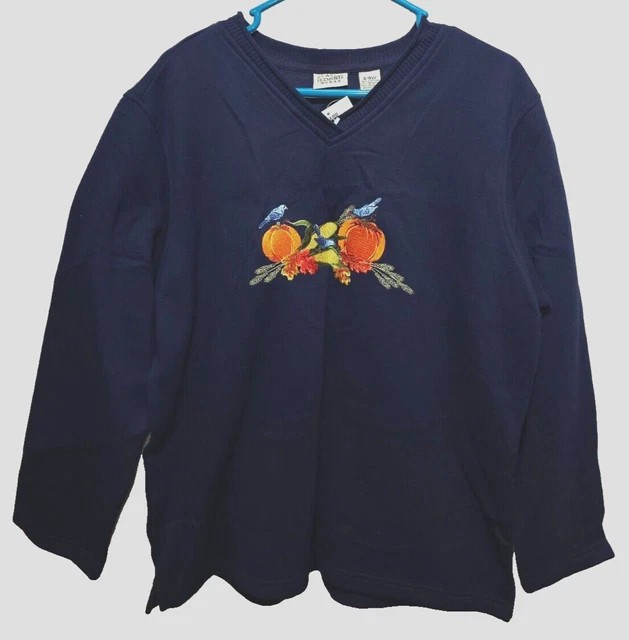 m-NEW♈Woman's Embroidered Sweat top by Classic Elements sz 16-18W~blue birds