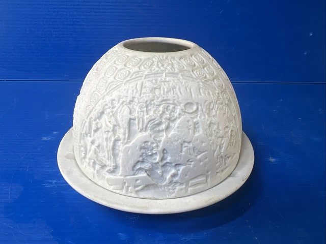 Photophore Bougeoir Haviland Porcelaine De Limoges – Biscuit Blanc – Lithophane Ancien