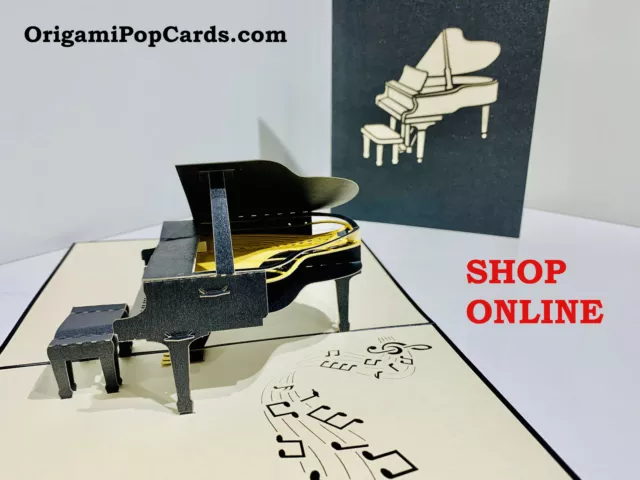 Gorgeous Grand Piano 3D Pop Up Greeting Card Happy Birthday Handmade Love Pop