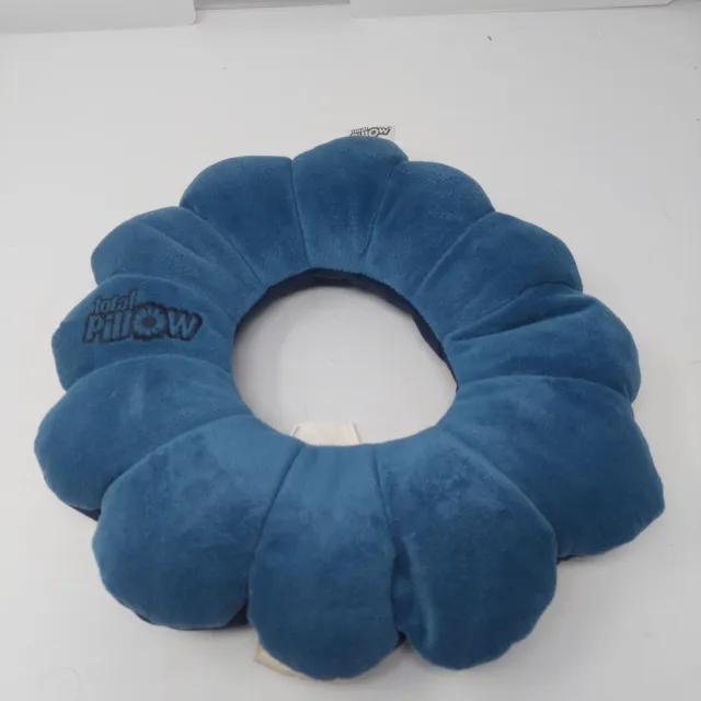 Total Pillow Head Neck Back Lumbar Support Microbead Travel Cushion Blue