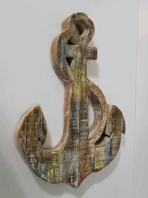 Wooden Anchor Wall Decor Pastel Distressed Beach Nautical