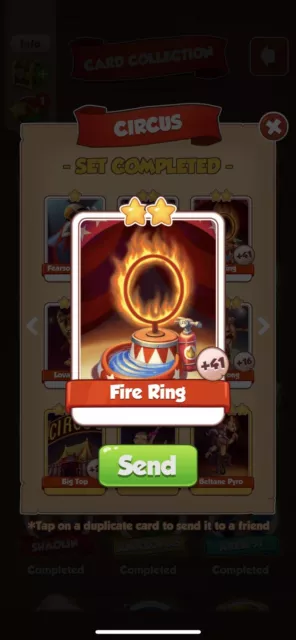 X1 Fire Ring Card- Coin Master  Rare cards
