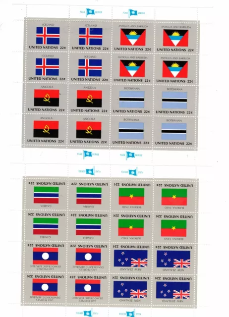 S42733 United Nations ( Ny) 1986 MNH New Flags 16v ( Ms x4) - 2 Scans