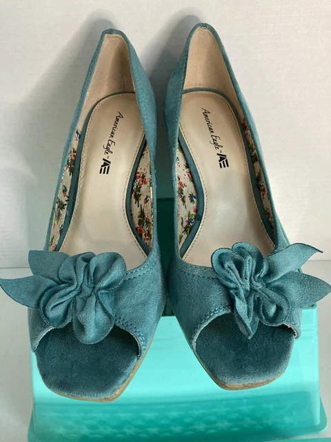 PAYLESS AMERICAN EAGLE Turquoise Wedge Heels Women Size 9 22.99