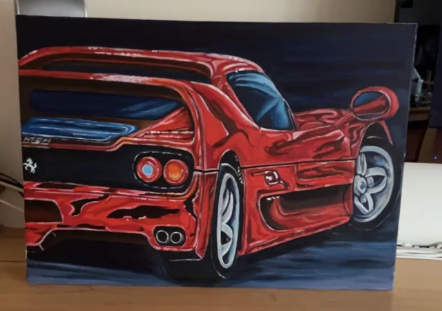 original acrylic paintings on canvas large- Red F50 Ferrari