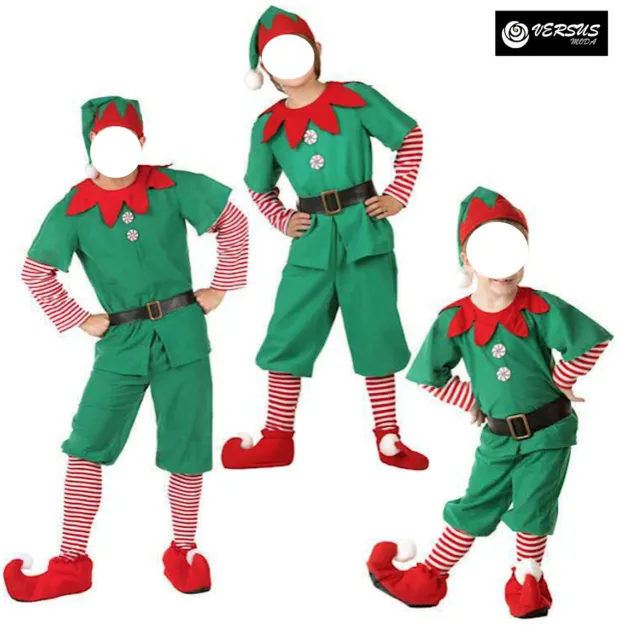Traje Disfraz Elf Elfa Papá Noel Niños Adultos Cosplay Elf Traje ELF010 3