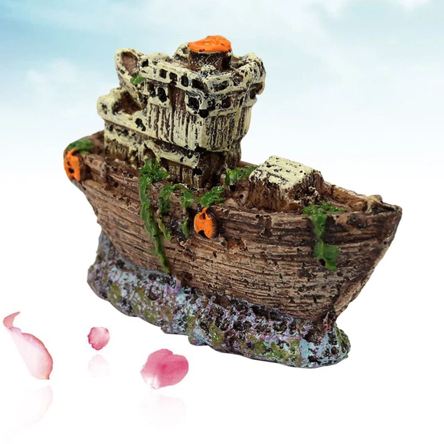 1pc Resin Mini Pirate Ships Boat Ornament Aquarium Background Landscape