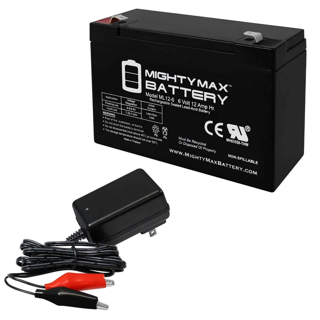 Mighty Max 6V 12AH Battery Replacement for Emerson UPS300 40 AP166 + 6V Charger