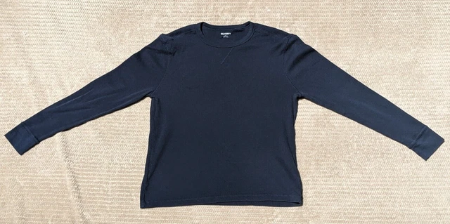 Lands End VTG Men's Dark Blue Long Sleeve Heavy Knit Thermal 100% Cotton- L