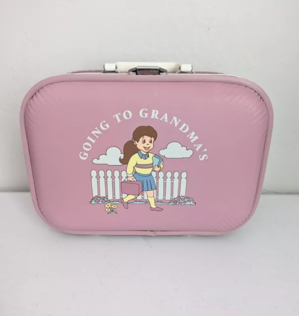 Child’s Going To Grandma's Pink Suitcase Hard Shell Luggage Vntg Barbie Core