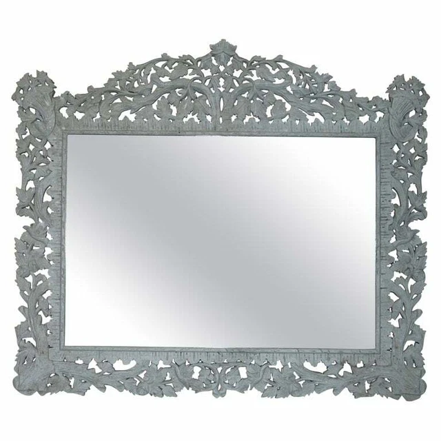 Large Antique Hand Carved & Painted Burmese Liberty's London Overmantle Mirror