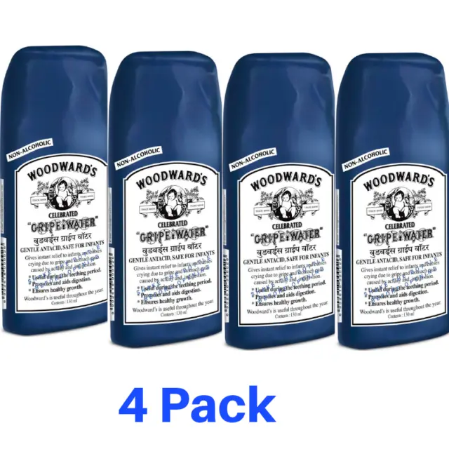 Woodward's Gripe Water 130ml (Pack of 4) Baby Indigestion Stomach Pain Infant