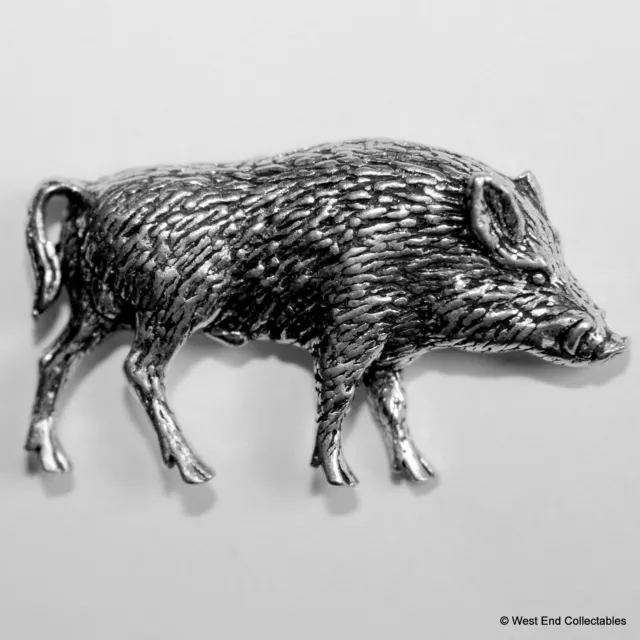 Sanglier Sauvage Cochon Droit Étain Broche - Britannique Artisan Artisanal Badge