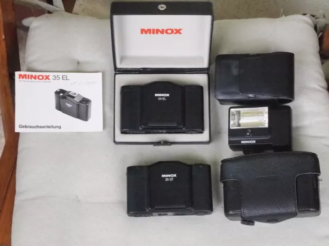 2 x Minox Camera 35GT And 35EL And 1 x Flash MF 35 FOR PARTS OR REPAIR