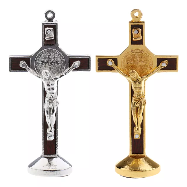 2PCS Kruzifix Jesus Christus auf dem Stand Kreuz Figur für Home Chapel