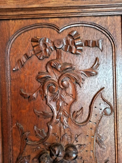 25" Antique French Gothic Architectural Panel Door Oak Wood Carved Salvage 3