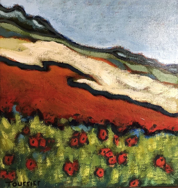 Tableau Peinture Paysage Champs Coquelicots Tourrier
