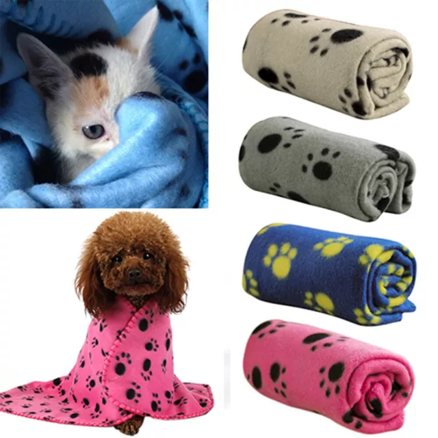 Pet Mat Paw Print  Dog Puppy Fleece Soft Pet Blanket Bed Mat Cover Paw Print