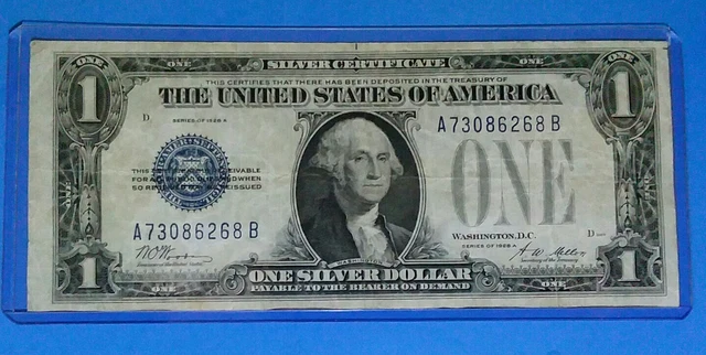 1928 A $1 Silver Certificate ! FUNNY BACK! VF.CIRC. COND! OLD US ! NICE!!
