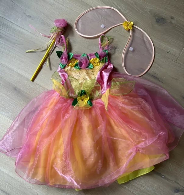 Kids Peach Sorbet Fairy Costume With Wings And Wand Age 6-8 Years