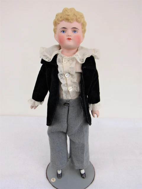Antique ABG 1222 Blonde Parian Doll BOY Bisque Head Arms Legs Cloth Body 14"